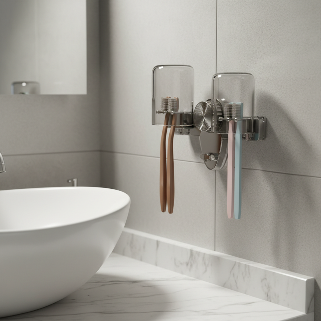 Wall-Mounted Toothbrush Shelf PET – Bathroom Organization, Space-Saving Solution