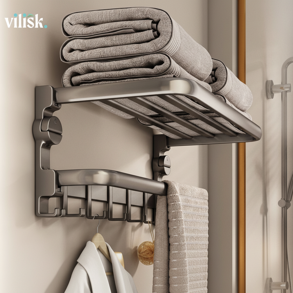 Wall-Mounted Towel Shelf – Space-Saving, Home Organization