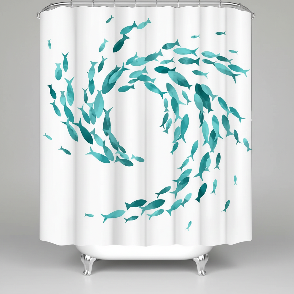 Washable Shower Curtain with Hooks - Fabric, Turquoise – Bathroom, Home Decor