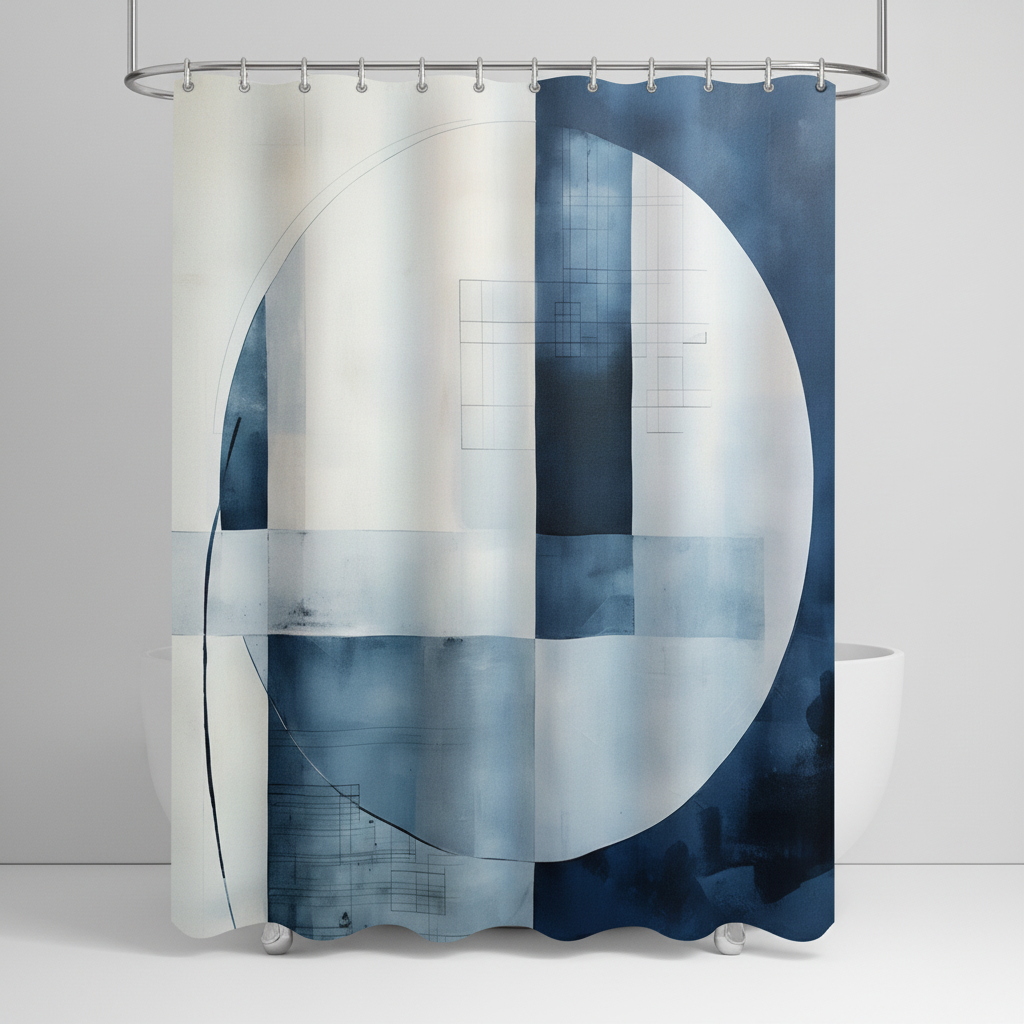 Water-Repellent Shower Curtain - Polyester, Aqua Color – Bathroom, Home Decor