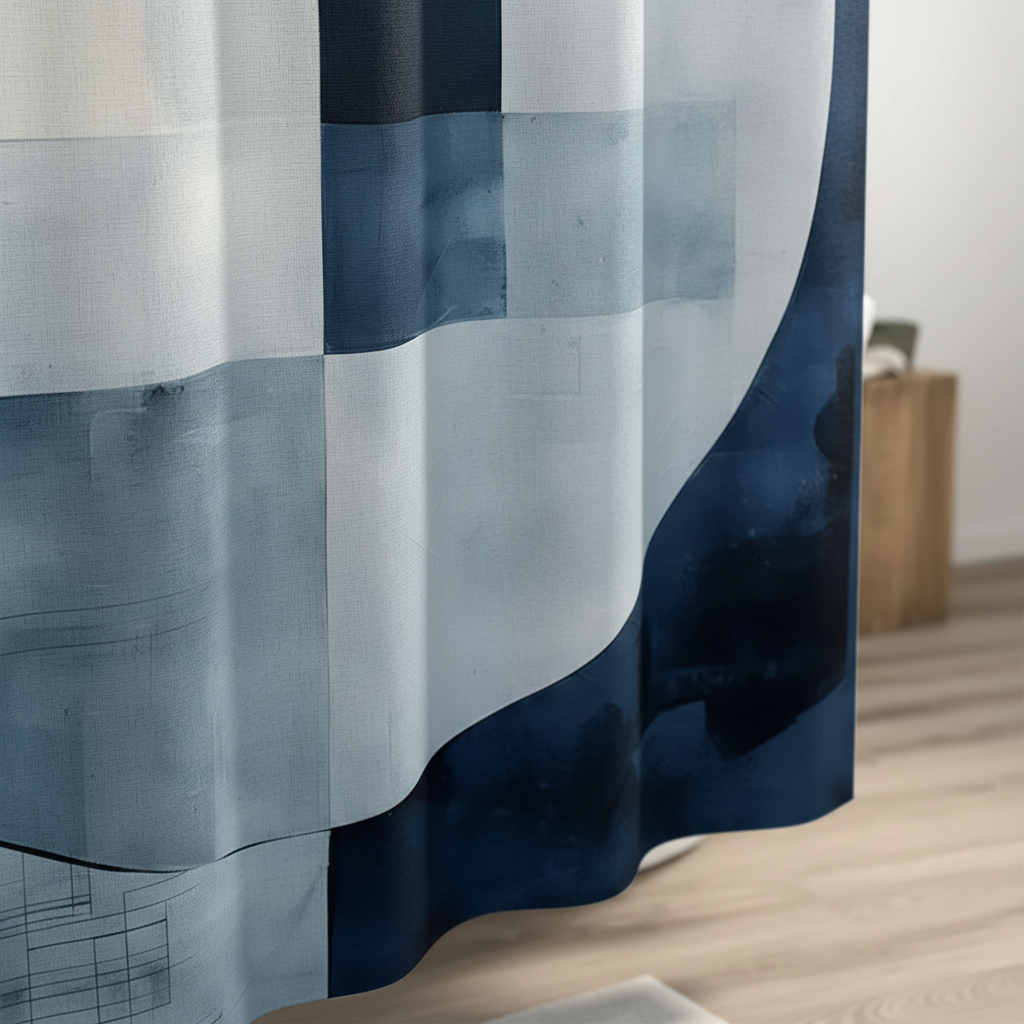 Water-Repellent Shower Curtain - Polyester, Aqua Color – Bathroom, Home Decor