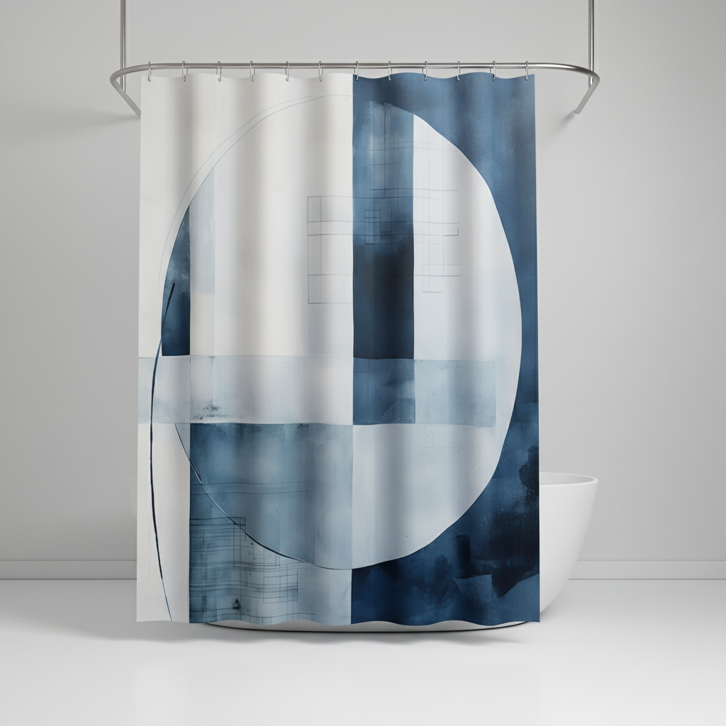 Water-Repellent Shower Curtain - Polyester, Aqua Color – Bathroom, Home Decor