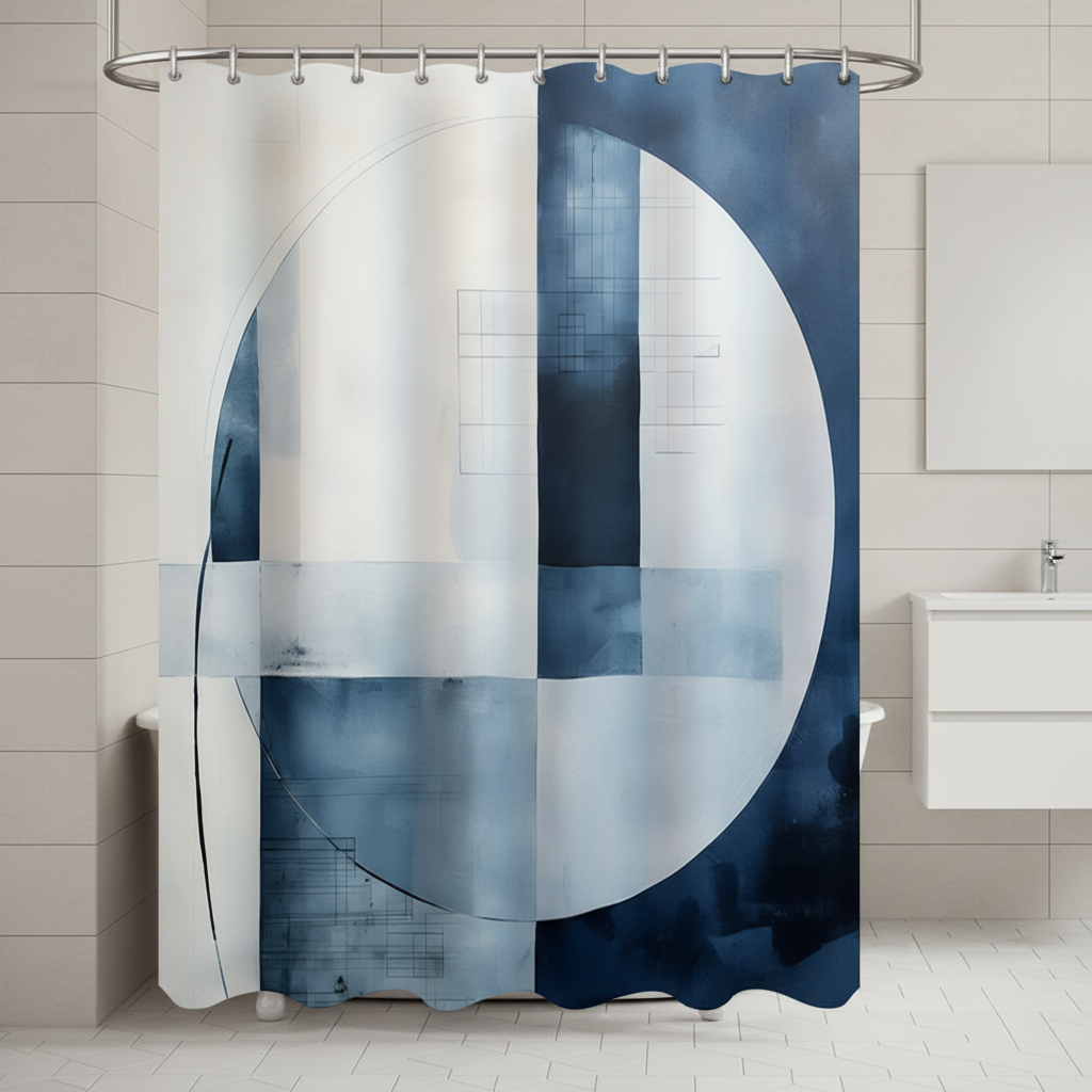 Water-Repellent Shower Curtain - Polyester, Aqua Color – Bathroom, Home Decor