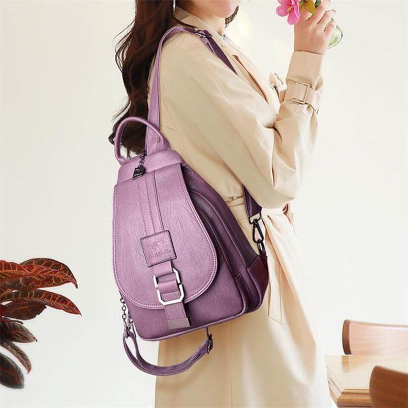 Water-Resistant Leather Backpack for Women – Travel, Everyday Use