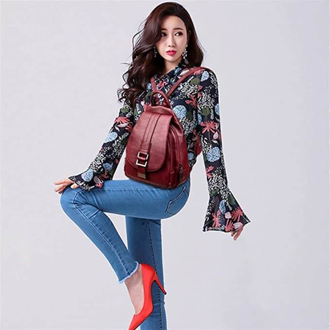 Water-Resistant Leather Backpack for Women – Travel, Everyday Use