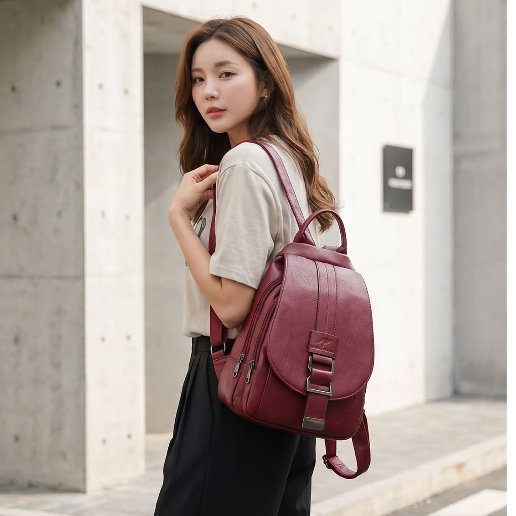 Water-Resistant Leather Backpack for Women – Travel, Everyday Use