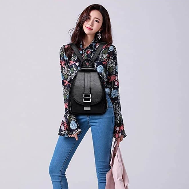 Water-Resistant Leather Backpack for Women – Travel, Everyday Use
