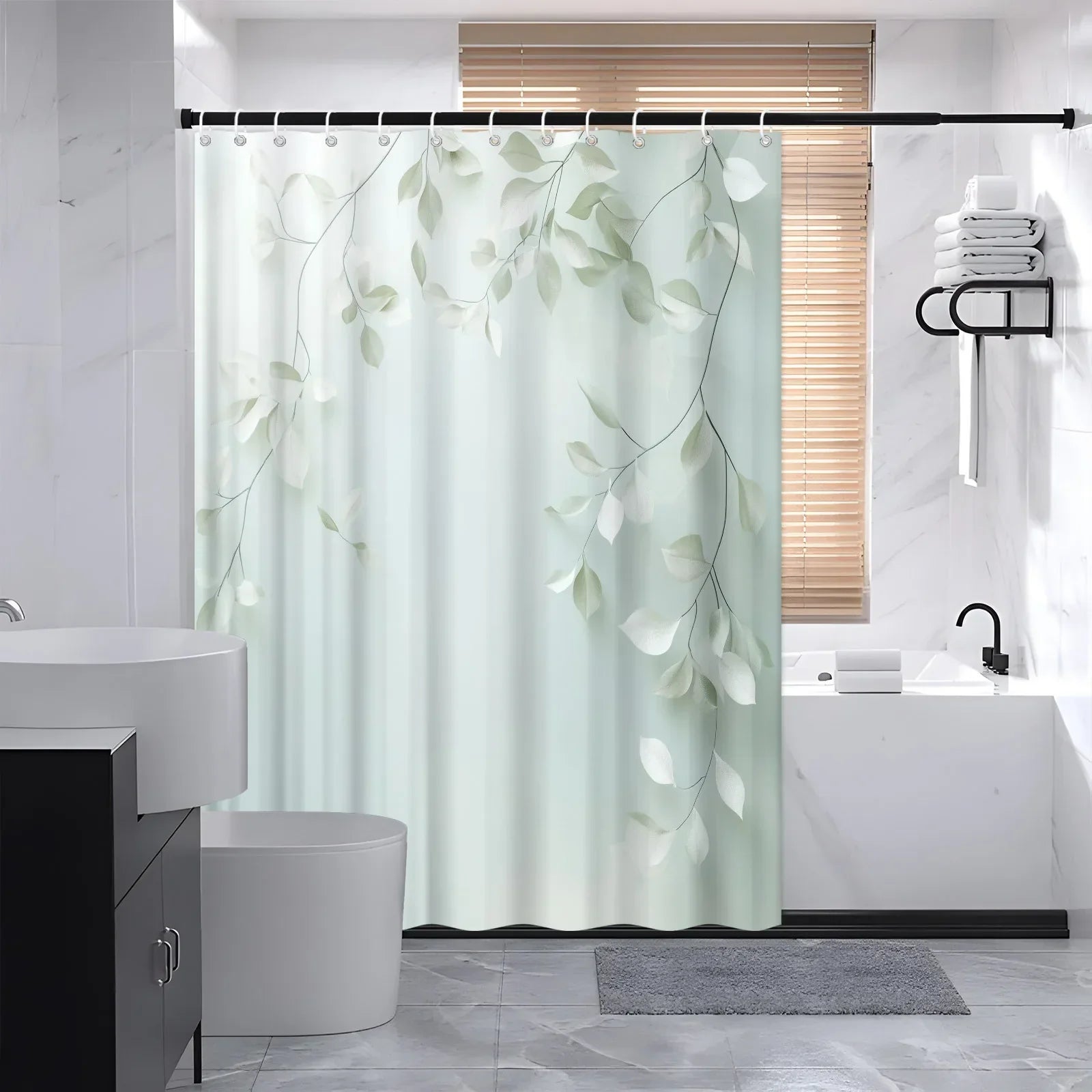 Woven Shower Curtain Polyester – Bathroom, Home Décor